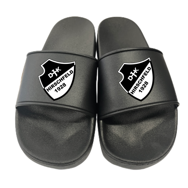 Badeschuhe Badelatschen schwarz mit Logo